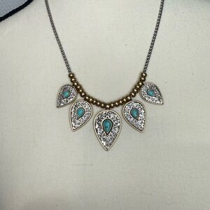 LUCKY BRAND Gold and Silver Necklace with Turquoise Accents